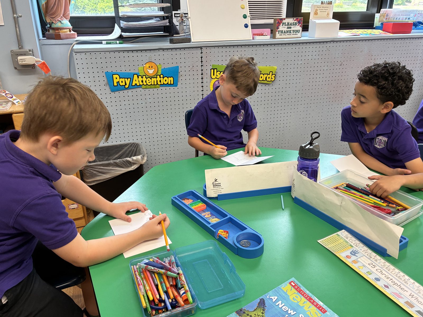 A Bishop's Scholarship Fund student at work in his Catholic school classroom